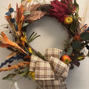 Hand Crafted Autumn Wreath Plaid Custom Final Sale Small Wreath